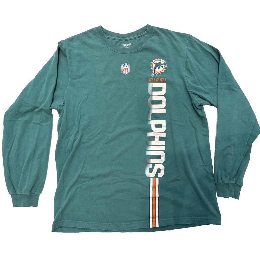 Reebok NFL Miami Dolphins Football Green Long Sleeve T-Shirt - Extra Large XL